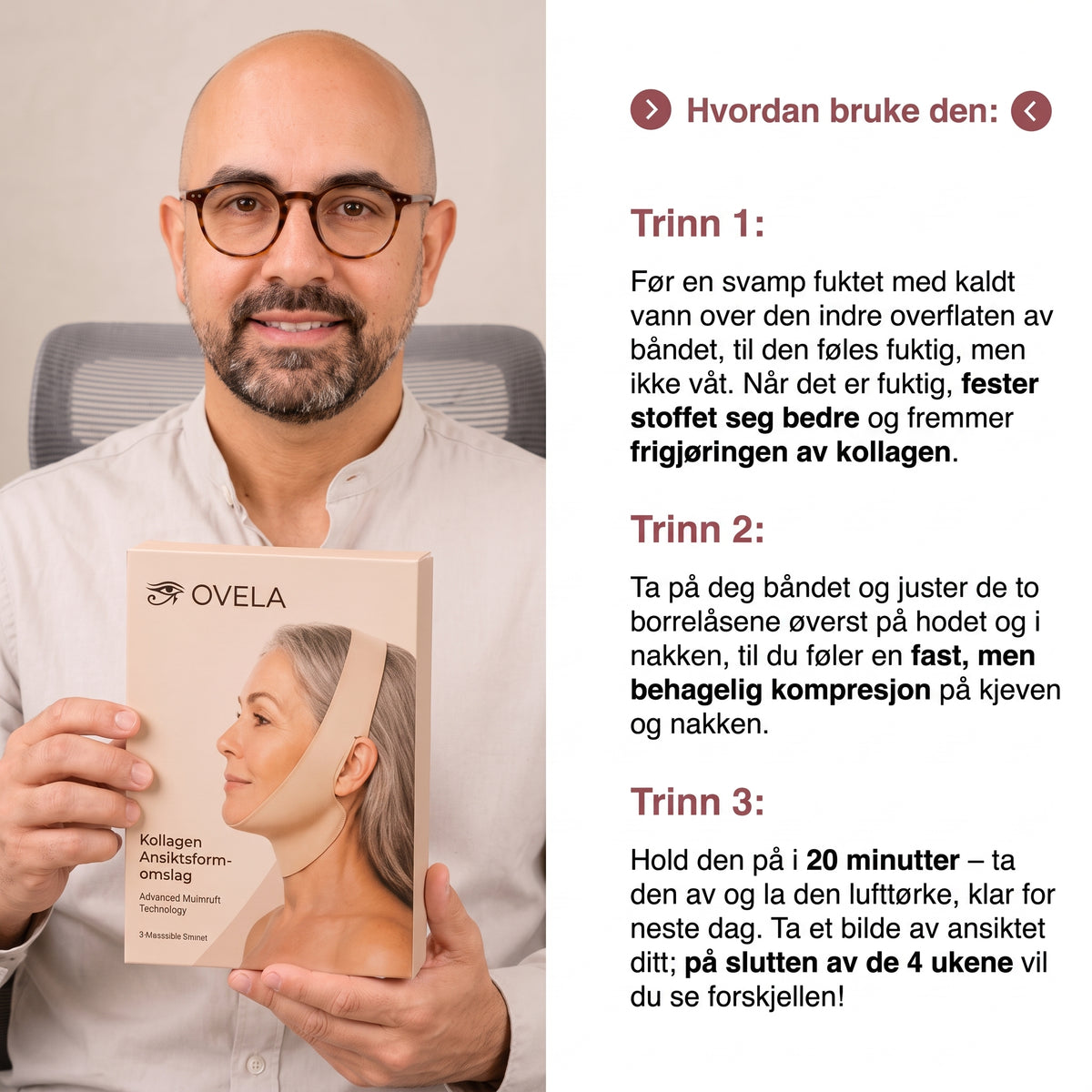 kompresjonsenhet med frigjøring av 300 dalton kollagen